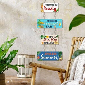 Summer Beach Wall Decor Welcome to Paradise Sign Patio Pool Sign Metal Hanging Tropical Bar Flip Flop Sign Endless Summer Vintage Beach Themed Plaque for Poolside Outdoor Home Decor (Stylish Style)