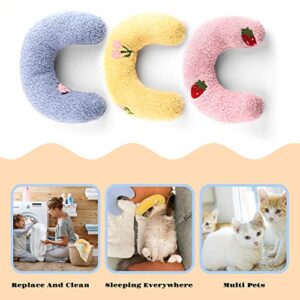 homelifthub Pillows for Indoor Cats Fluffy Cat Bed Pillow Cute Rabbit Pillows for Blanket and Carrier (3Pack(Pink&Blue&Yellow))