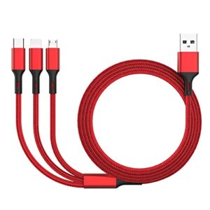 jeefull power multi charging cable 3 in 1 nylon braided multi usb cable multiple charger fast charging cord compatible with most smart phones & pads 3pcs