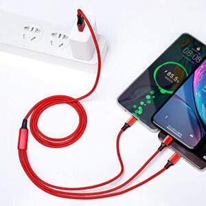 jeefull power Multi Charging Cable 3 in 1 Nylon Braided Multi USB Cable Multiple Charger Fast Charging Cord Compatible with Most Smart Phones & Pads 3PCS