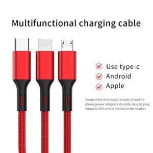 jeefull power Multi Charging Cable 3 in 1 Nylon Braided Multi USB Cable Multiple Charger Fast Charging Cord Compatible with Most Smart Phones & Pads 3PCS