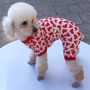 GUOHAN Summer Dog Clothes Pet Warm Four-Legged Pajamas Short Sleeve Pet Clothes Red S