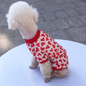 GUOHAN Summer Dog Clothes Pet Warm Four-Legged Pajamas Short Sleeve Pet Clothes Red S