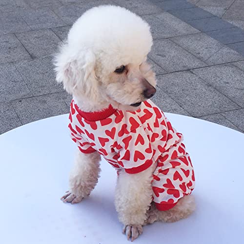 GUOHAN Summer Dog Clothes Pet Warm Four-Legged Pajamas Short Sleeve Pet Clothes Red S