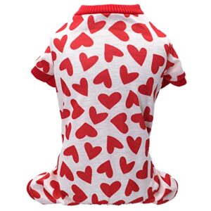 GUOHAN Summer Dog Clothes Pet Warm Four-Legged Pajamas Short Sleeve Pet Clothes Red S