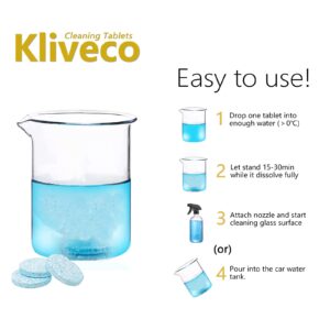 Kliveco 30PCS Car Windshield Washer Fluid Tablet,Windshield Wiper Fluid,Window and Glass Cleaner Effervescent Tablets,1 Pack Makes 33 Gallons,car,Home(Winter: Use With De-icer or Methanol)