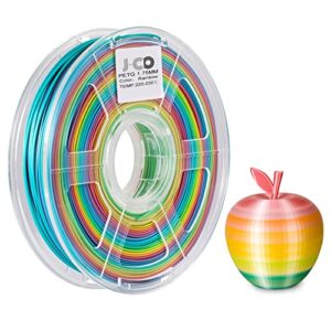 j-cd 3d printing petg filament, rainbow multi color gradient, dimensional accuracy +/- 0.02 mm, 600g (1.3lbs ) spool, 1.75 mm
