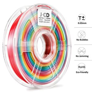 J-CD 3D Printing PETG Filament, Rainbow Multi Color Gradient, Dimensional Accuracy +/- 0.02 mm, 600G (1.3lbs ) Spool, 1.75 mm