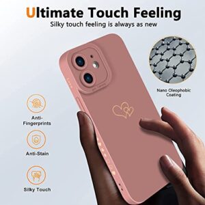 Gukalong Compatible iPhone 12 Case with Heart Design Heavy Duty Shockproof Protection Silicone Cover Anti-Scratch Non-Slip Wireless Charging Soft Case for iPhone 12 - Pink