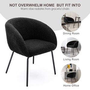 Zesthouse Mid Century Dining Chairs Barrel Chairs Set of 2, Sherpa Accent Chairs for Living Room Bedroom, Upholstered Kitchen & Dining Room Chairs with Metal Legs,Comfy Leisure Sofa Chairs