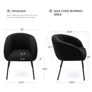 Zesthouse Mid Century Dining Chairs Barrel Chairs Set of 2, Sherpa Accent Chairs for Living Room Bedroom, Upholstered Kitchen & Dining Room Chairs with Metal Legs,Comfy Leisure Sofa Chairs