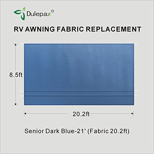 Dulepax RV Awning Fabric Replacement(20'2" Fabric) Heavy Duty 16 oz Vinyl Fabric Awning for Camper, Universal Camper Awning Replacement for All Trailer Awning Brands Blue