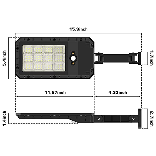 Arily 144 LED Outdoor Solar Powered Street Light with Remote Control Solar Outdoor Solar Lights for Barn, Gutter, Parking Lot, Garden, Garage, Yard -4 Pack