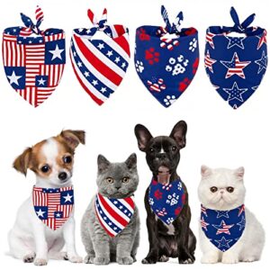 american flag dog bandanas, 4th of july dog bandanas, 4 pack triangle pet scarfs, holiday pet bandana for small medium large dogs cats pets