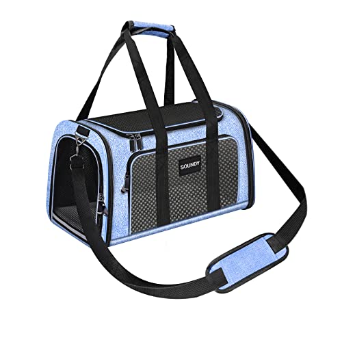 Dog Carrier Cat Carriers Airline Approved Pet Carrier for Small Medium Dogs Cats Puppies Collapsible Soft Sided Travel Puppy Carrier Bag (Medium, Blue)