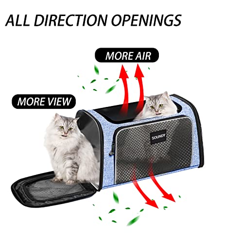 Dog Carrier Cat Carriers Airline Approved Pet Carrier for Small Medium Dogs Cats Puppies Collapsible Soft Sided Travel Puppy Carrier Bag (Medium, Blue)