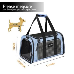 Dog Carrier Cat Carriers Airline Approved Pet Carrier for Small Medium Dogs Cats Puppies Collapsible Soft Sided Travel Puppy Carrier Bag (Medium, Blue)