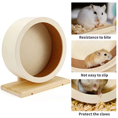 BNOSDM Wooden Hamster Exercise Wheel Silent Mouse Running Spinner Wheel Toy Wood Non-Slip Wheel with Seesaw Cage Accessories for Syrian Hamsters Mice Dwarf Rats Guinea Pigs Gerbils Small Pets