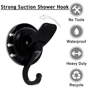 noasqll Suction Cup Hooks, 2 Pack Heavy-Duty Polished Removable Wall Suction Hooks, Easy to Install Without Punching Suction Cup Hooks for Shower, Bathroom, Kitchen and Restroom (Black)