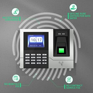 SVANTTO Time Clock for Employees Small Business with Finger Scan, RFID, and PIN Punching in One [3.0 Version & Upgraded Screen and Button] intelligent Time Card Machine [Set-and-Forget] NO Monthly Fee