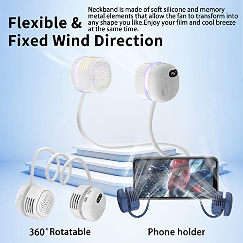 PBOX Portable Neck Fan, Hands-Free Foldable Bladeless Fan, wearable air conditioner,2000 mAh Battery Operated Wearable Personal Fan