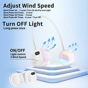 PBOX Portable Neck Fan, Foldable Personal Bladeless Fan,2000mAh Hands-Free USB Rechargeable Battery Operated Cooling,wearable Air Conditioner (White)