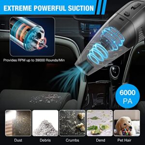 TYKOR Car Vacuum Cleaner, Portable 6000Pa Strong Suction Corded Vacuum, Mini Handheld Vac with Accessories Kit for Interior Cleaning