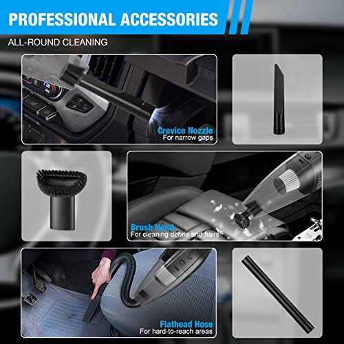 TYKOR Car Vacuum Cleaner, Portable 6000Pa Strong Suction Corded Vacuum, Mini Handheld Vac with Accessories Kit for Interior Cleaning