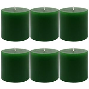 amusaer 3x3 inch unscented pillar candles 6 packs green dripless smokeless wax cylinder candles for home, party, dinner table 3x3 inch (pack of 6)