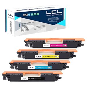 lcl remanufactured toner cartridge replacement for hp 126a ce310a ce311a ce312a ce313a cf341a laserjet pro cp1020 cp1025 cp1025nw laserjet 100 color mfp m175 m175nw (4-pack black cyan magenta yellow)