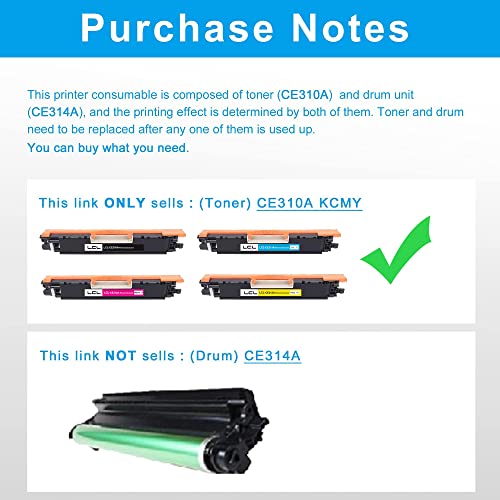 LCL Remanufactured Toner Cartridge Replacement for HP 126A CE310A CE311A CE312A CE313A CF341A Laserjet Pro CP1020 CP1025 CP1025nw Laserjet 100 Color MFP M175 M175nw (4-Pack Black Cyan Magenta Yellow)