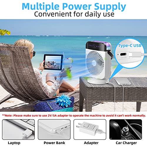 Portable Air Conditioner, Mini Personal Evaporative Air Cooler With 4 Speeds, Oscillation/Humidifier/Timing Function, Small Desktop Cooling Fan With Led Light& Remote Control For Room Office Camping