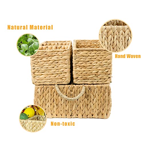 ATHENA HOME Set of 3 Wicker Divided Storage Basket Woven Basket Hyacinth for Organizing Bathroom, Kitchen Shelves Office Supplies Organization Rectangular Tray, Use on Bathroom Vanity, Countertop.