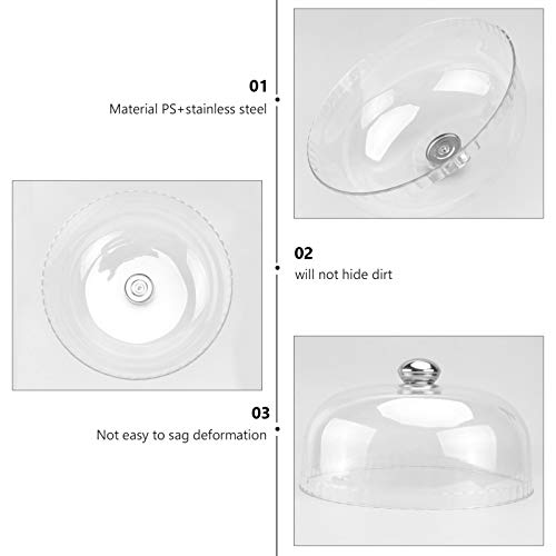 HEMOTON Cake Stand, Cake Plate with Dome, Dessert Plastic Cake Cover Snack Tray Round Display Cake Plate Serving Platter Food Cover, 26x11cm