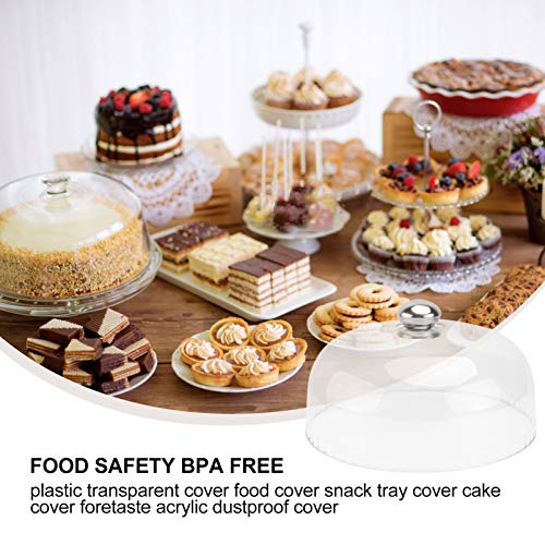 HEMOTON Cake Stand, Cake Plate with Dome, Dessert Plastic Cake Cover Snack Tray Round Display Cake Plate Serving Platter Food Cover, 26x11cm