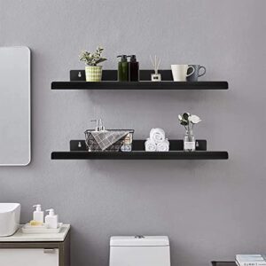 ofilles 2pcs black metal wall shelves, floating shelf wall storage, book shelves for bedroom, living room, bathroom, kitchen.