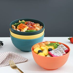 Kyraton Cereal Bowls 4 Pieces, Unbreakable And Reusable Light Weight Bowl For Rice Noodle Soup Snack Salad Fruit Dishwasher Safe, Microwave Safe BPA Free (Mutil Color)