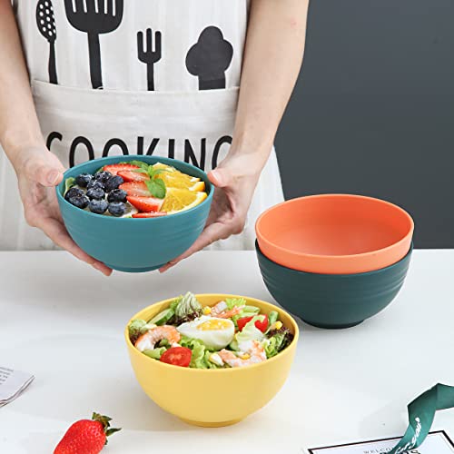 Kyraton Cereal Bowls 4 Pieces, Unbreakable And Reusable Light Weight Bowl For Rice Noodle Soup Snack Salad Fruit Dishwasher Safe, Microwave Safe BPA Free (Mutil Color)