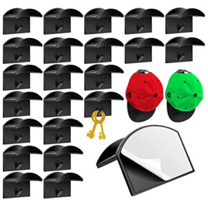 zhwkmyp 8 pcs hat rack, adhesive black hat hooks for wall, hat rack wall mount for baseball caps boys room