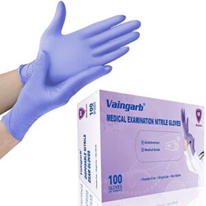 vaingarb nitrile exam gloves 100 count medium purple disposable medical gloves case of bulk powder free examination glove