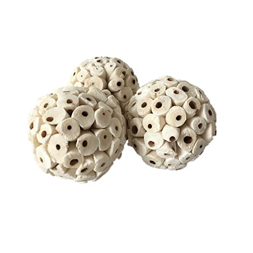 KKirafairy 3 Pieces Bird Toys Natural Sola Balls Soft Chew Shred Foraging Toy for Parrot Parrotlet Budgie Finch Macaw 6cm/2.36in, White