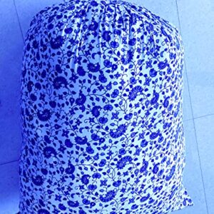 Cotton Mandala Print Washable Blue Laundry Bags Dirty Clothes Toy Storage for College Dorm or Travel Laundry Liner Draw-Cord with Cord-lock Pack Of 5 pcs