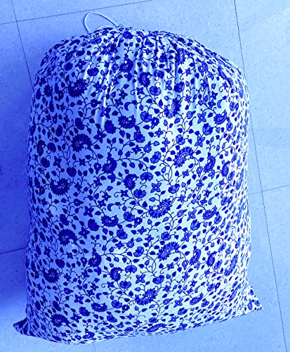 Cotton Mandala Print Washable Blue Laundry Bags Dirty Clothes Toy Storage for College Dorm or Travel Laundry Liner Draw-Cord with Cord-lock Pack Of 5 pcs