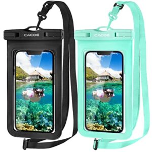 cacoe universal ipx8 waterproof phone pouch with neck lanyard 2 pack-up to 7.2",waterproof phone case holder,cell phone dry bags for vacation beach kayak cruise travel essentials