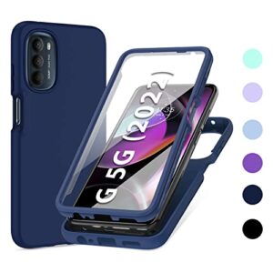 pujue for motorola moto-g 5g 2022 case: silicone slim full rugged bumper matte cell phone cases - durable shockproof drop protective cute tpu cover (navy blue)