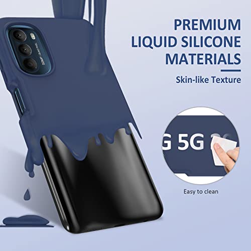 PUJUE for Motorola Moto-G 5G 2022 Case: Silicone Slim Full Rugged Bumper Matte Cell Phone Cases - Durable Shockproof Drop Protective Cute TPU Cover (Navy Blue)