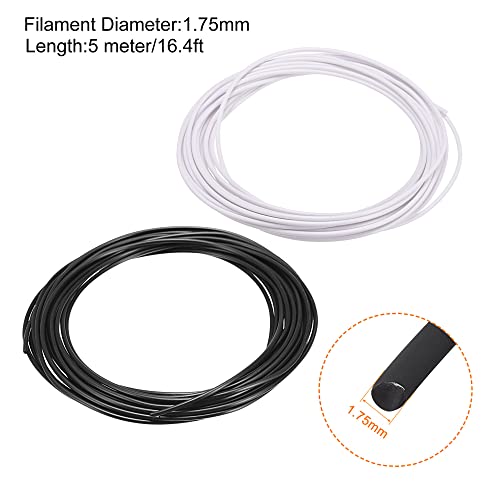 MECCANIXITY Filament Refills PLA Filaments 1.75mm, 5M/16.4ft for 3D Printing Pen, White and Black