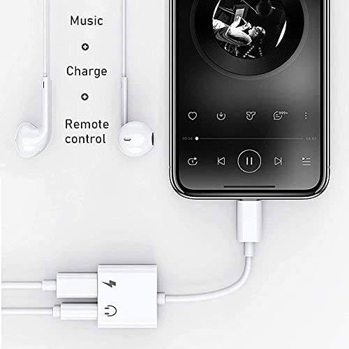 [Apple MFi Certified] Lightning to 3.5 mm Headphone Jack Adapter, 2 in 1 Lightning to 3.5mm AUX Audio + Charger Splitter Compatible with iPhone 13/12/11/XS/XR/X 8/ Support All iOS&Volume Control