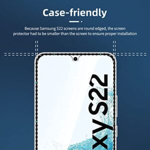 NEW'C [3 Pack] Designed for Samsung Galaxy S22 Screen Protector Tempered Glass, Case Friendly Ultra Resistant