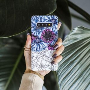 BURGA Phone Case Compatible with Google Pixel 6 PRO - Hybrid 2-Layer Hard Shell + Silicone Protective Case -Dazzling Purple Dahlia Floral Print Pattern Doodle - Scratch-Resistant Shockproof Cover